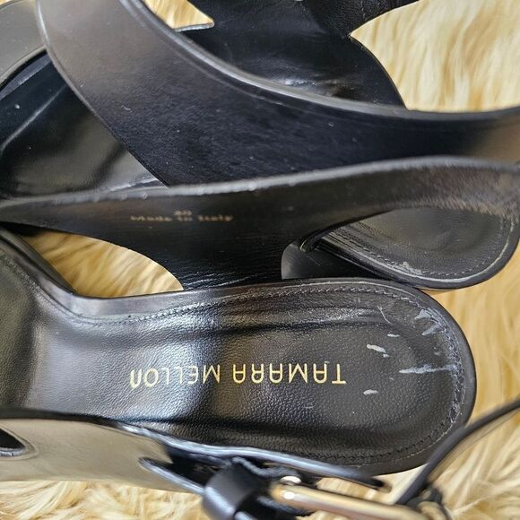 Tamara Mellon Black Leather Slingback Sandal Heels Size 40 - Picture 6 of 10